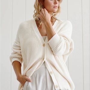 JENNI KAYNE Cotton Cocoon Cardigan cream size medium